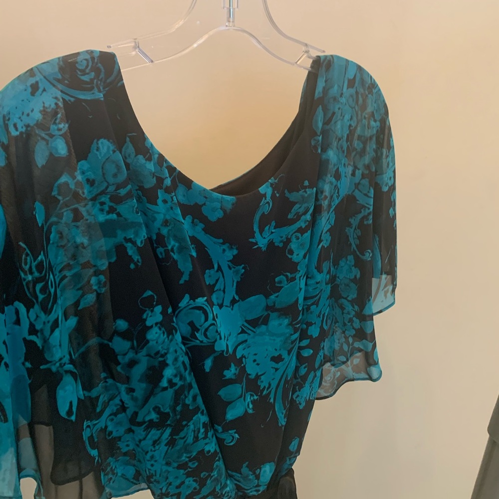 Black and teal blouse